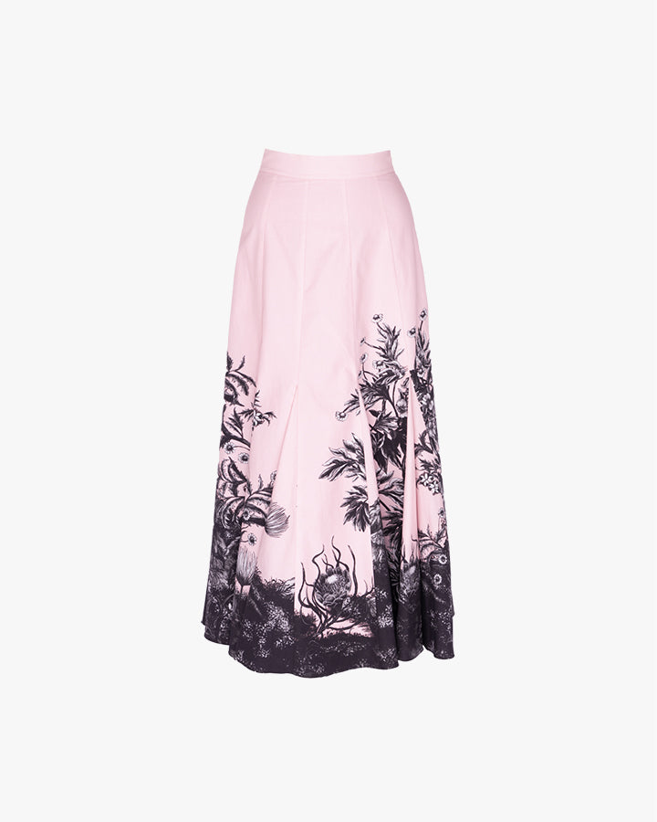 River Print Godet Skirt