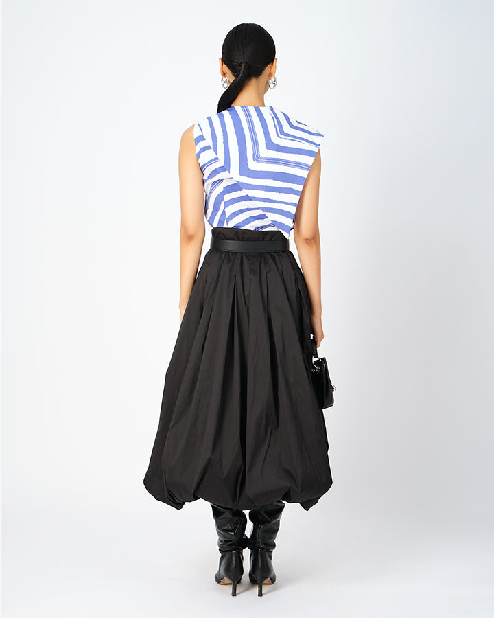 Noelle Box-Pleated Balloon Skirt