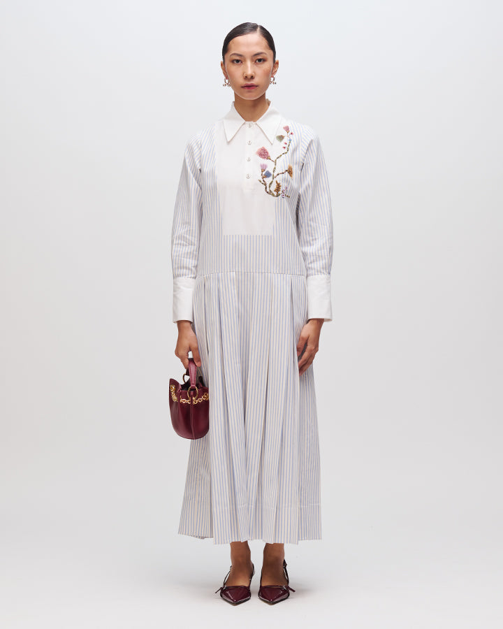 Pinstripe Pressed Petal Dress