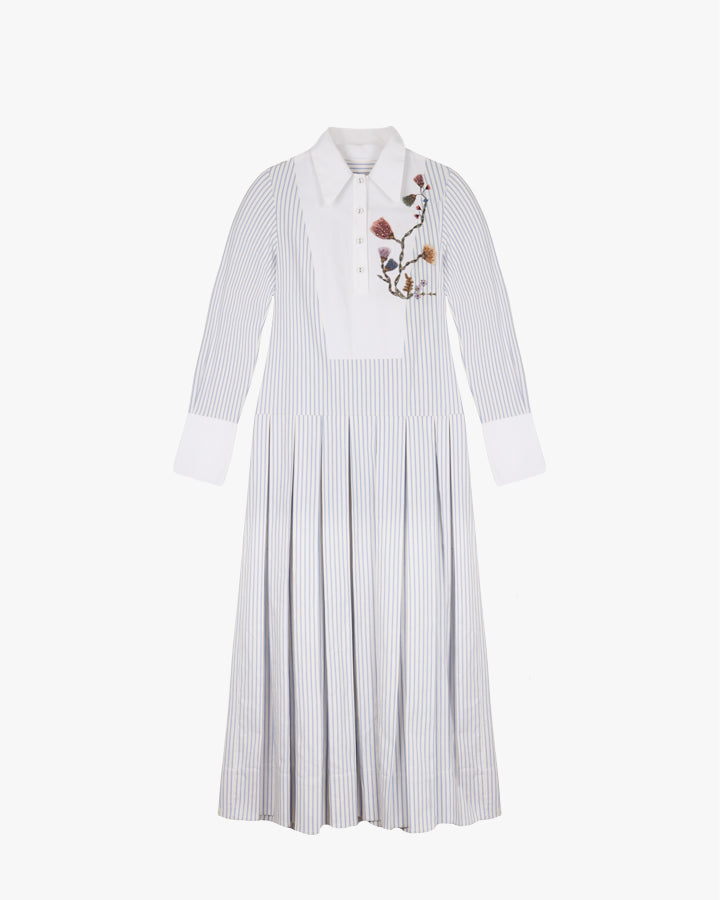 Pinstripe Pressed Petal Dress