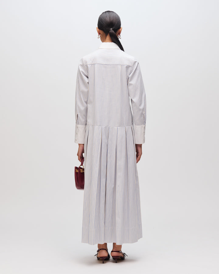 Pinstripe Pressed Petal Dress