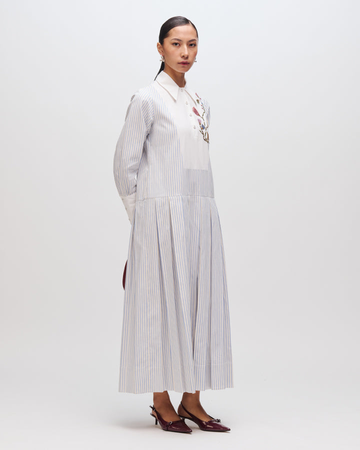 Pinstripe Pressed Petal Dress