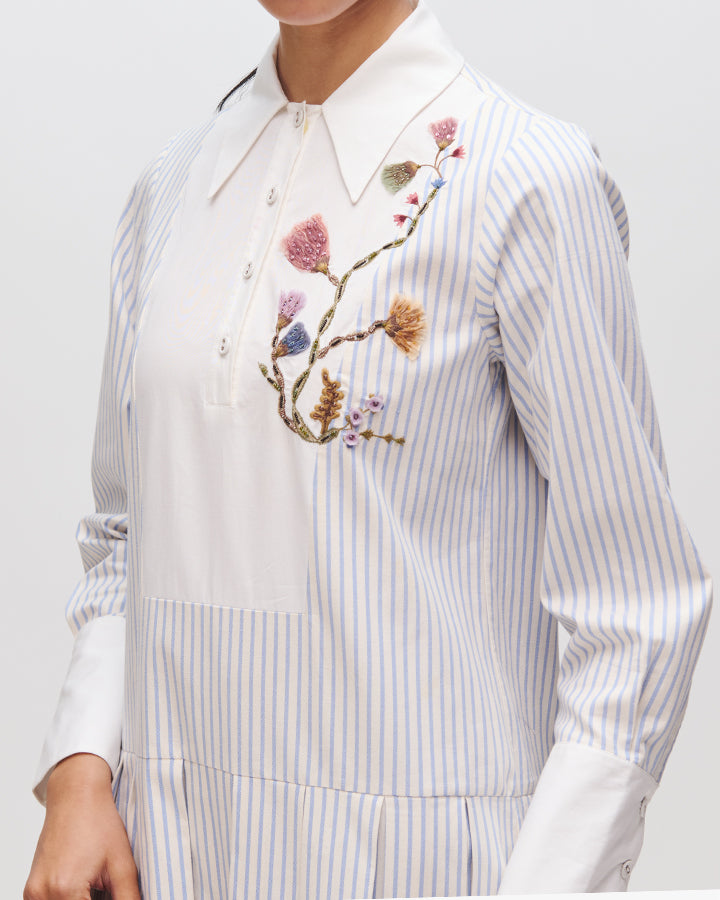 Pinstripe Pressed Petal Dress